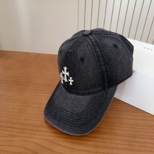 Chrome Hearts Dark Gray Cap with Silver Crosses